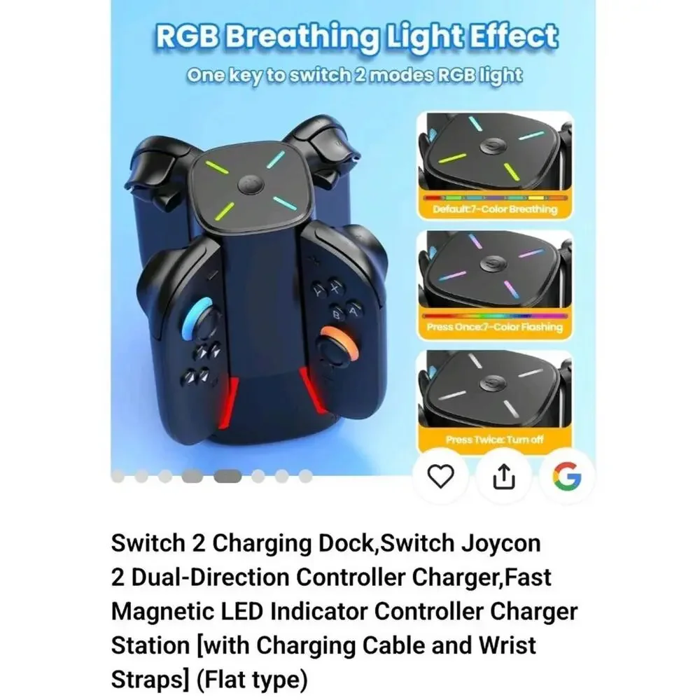 for Nintendo Switch 2 Charging Dock,4-Port USB-C Magnetic Joy-con Charging Dock